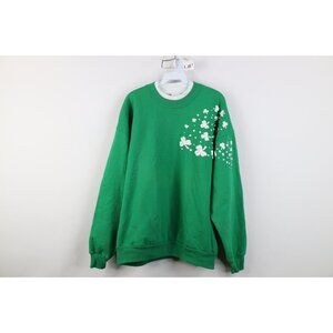 Vintage 90s Streetwear Womens XL Distressed Clover St Patricks Day Sweatshirt